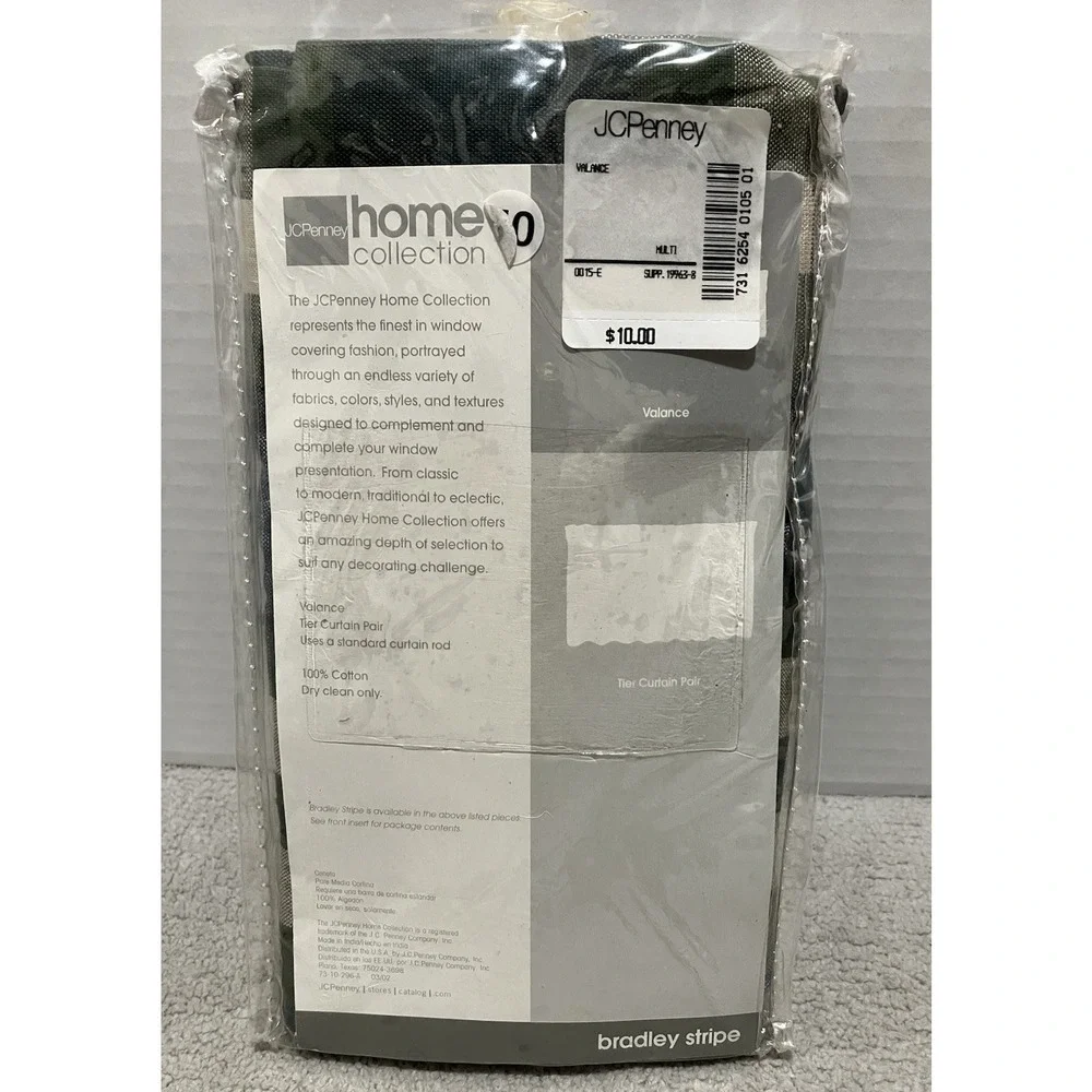 JCPenney Home Valance Bradley Stripe Plaid Valance Woven Cotton Blue Olive Green